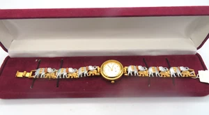 Reloj Jennie B Mujer Tono Plateado y Dorado Elefante Deslizable Dije Batería Nueva 6.5" - Imagen 1 de 5