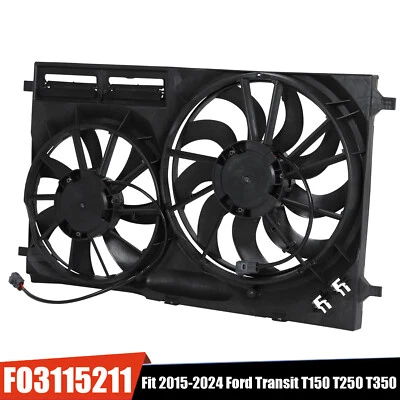 AC Radiator Cooling Dual Fan For 2015-2024 Ford Transit T150 T250 T350 T350HD - Image 1 of 4