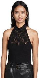 Hanky Panky 188165 Womens Floral Lace SleevelessHalter Bodysuit Black Size Large - Picture 1 of 3