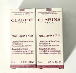 2 x Clarins Multi Active Nuit Revitalizing Night Cream 0.1oz/5ml - Picture 1 of 5