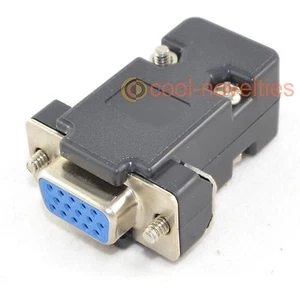 DB15HD 15 WAY D SUB VGA FEMALE HD SOCKET CONNECTOR WITH BLACK HOOD/SHELL - Picture 1 of 3