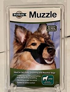 Petsafe Muzzle Large Breeds Black Padded Adjustable 8-10” Snouts New Size Large