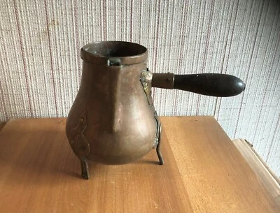 Ancienne verseuse / chocolatière tripode en cuivre XVIII 18eme Cuisine Cheminée - Photo 1/4