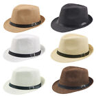 Panama Hat Mens Straw Paper Trilby Fedora Sun Hats Summer Wide Brim Beach Cap,