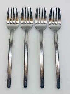 MIKASA ~  (4)  7" SALAD or DESSERT FORKS Mikasa ZENA SS GLOSSY 18/0 ALL VGC - Picture 1 of 4