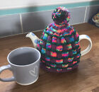 Handmade Knitted Purple And Multi Coloured Cabled Tea Cosy