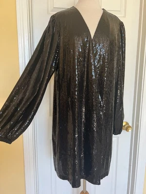 WAYF Vestido Negro Lentejuelas Talla XL Foto 1 de 4