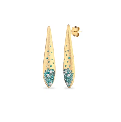 Orecchini goccia in argento dorato satinato con zirconi paraiba Sogni OR118GP - Immagine 1 di 3