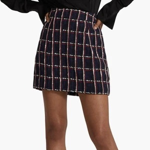 Favorite Daughter First Wife Mini Skirt Plaid Potenza Tweed Navy Blue Red Sz 8 - Picture 1 of 7