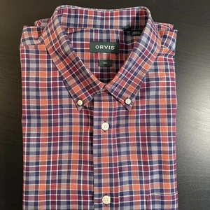 Orvis Mens XXL Button Down Shirt Long Sleeve Multi Color Plaid Collared Casual - Picture 1 of 5