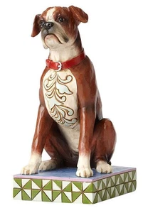 RARE BRAND NEW IN BOX JIM SHORE BRUNO BOXER DOG 4056958 SITTING DOG FIGURINE - Picture 1 of 1