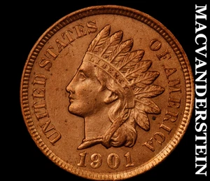 1901 Indian Head Cent - Red Choice Gem Brilliant Unc++++ Lustrous #D1364 - Bild 1 von 2