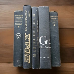 Lot 5 Rare Vintage HC Books For Decor Staging In Black Fiction & Nonfiction HC - Picture 1 of 19