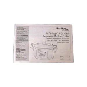 Manuale Istruzioni Hamilton Beach Set 'N forg 6 Quart Programmabile Slow Cooke - Foto 1 di 3