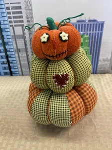 Quilted Stacked Totem Halloween Fall Pumpkin Centerpiece - Picture 1 of 3