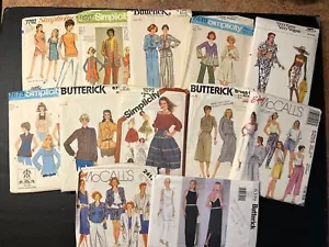 Vintage Sewing Patterns Lot Of 12 Simplicity Butterick McCalls 1960 To 1990 - Picture 1 of 8