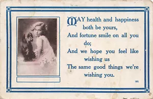 DE COLECCIÓN POSTAL DE SALUDOS NIÑA CON PERRO SALUD FELICIDAD SONRISA EN TI 052523 S - Imagen 1 de 3