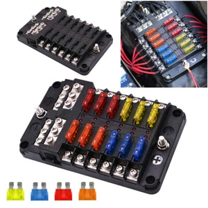 12-Way Blade Fuse Box Block Holder LED Indicator 12V 32V Auto Marine Waterproof - Picture 1 of 12