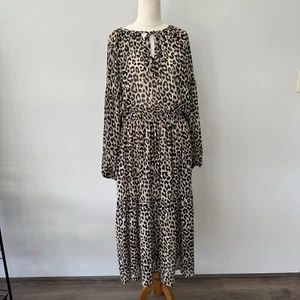 The Self Styler Leopard Print Maxi Dress Size 14 Long Sleeve Easter Church - Picture 1 of 12