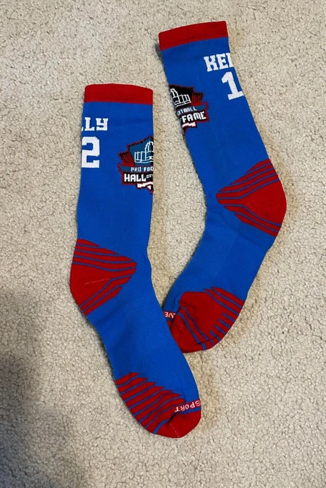 NUEVO SIN ETIQUETAS CALCETINES DEPORTIVOS PLATEADOS SALÓN DE LA FAMA BILLS JIM KELLY #12 NUEVOS Foto 1 de 1