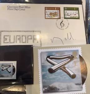 Mike Oldfield signierter Ersttagsbrief Guernsey Post Europa 1985 + RM Briefmarke & Postkarte - Bild 1 von 9