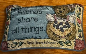 Boyds Bears Tapestry Throw Friends Share All Things 12" x 8" Pillow EUC - Picture 1 of 3