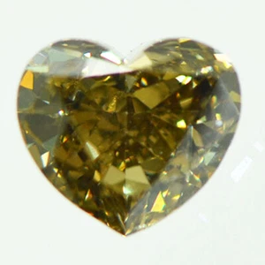 Heart Shape Diamond Fancy Yellow Brown Color Loose 1.02 Carat SI2 GIA Certified - Picture 1 of 10