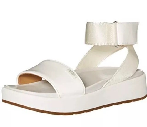 Sandali da donna UGG Lennox plateau cinturino taglia US 9 bianchi finta pelle patten