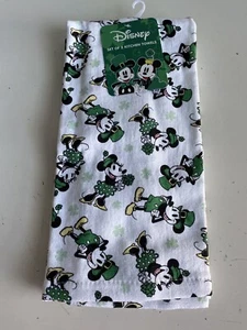 Set 2 Asciugamani Cucina Disney Topolino Minnie Giorno di San Patrizio Cotone NUOVI - Foto 1 di 11