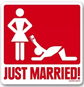 Just Married funny cork-backed drinks coaster (lsh) REDUCED - Picture 1 of 1