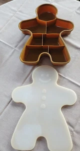 Contenedor de almacenamiento de alimentos vintage de pan de jengibre para hombre de plástico dividido para galletas pastel de dulces - Imagen 1 de 10