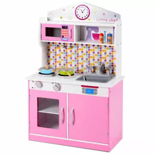 Kids Wooden Pretend Cooking Playset Cookware Play Set Kitchen Toys Toddler Gift - Picture 1 of 10