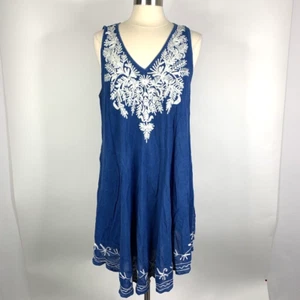 Vestido soltero floral bordado azul y blanco para mujer talla única NUEVO - Imagen 1 de 6