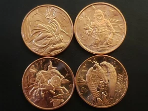 Juego de 4 rondas de cobre brillantes sin circular Nordic Lore Design de 1 oz - Imagen 1 de 2