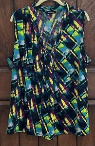 RELATIVITY Women's Top Pullover Multicolor Sleeveless Size 2X Stretch EUC - Picture 1 of 7