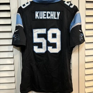 NWT Womens Nike Carolina Panthers Large Black Blue Kuechly Field Jersey Ladies - Picture 1 of 8