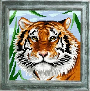 Nadelspitzen-Set "Tiger" Kreuzstich-Set mit bedrucktem Gobelin Leinwand - Bild 1 von 1