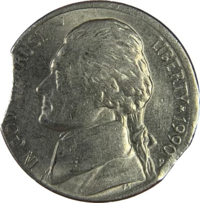 1990 P - Jefferson Nickel - Double Curved Clips - Mint Error - Image 1 of 2