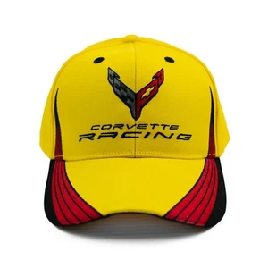 Chevrolet Corvette C8 Racing Yellow Hat - Red Stripe - Ships in a Box - Picture 1 of 4