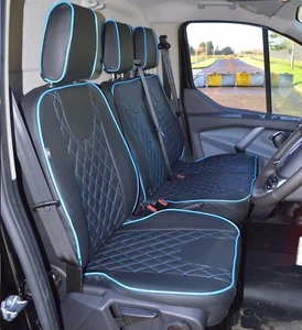 Ford Transit a Medida Impermeable Fundas Asientos Diamond Acolchado Azul Tubería - Imagen 1 de 6
