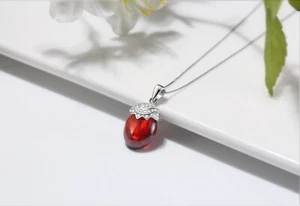 Beniamino 925er Sterling Silber Damen Kette Anhänger Granate Rot Halskette OVP - Picture 1 of 7