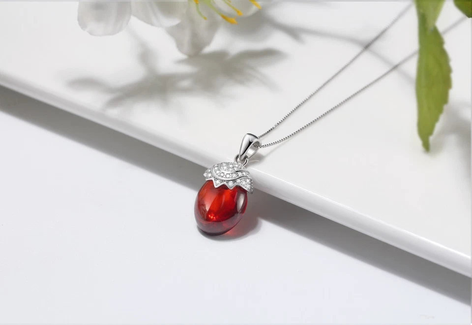 Beniamino 925er Sterling Silber Damen Kette Anhänger Granate Rot Halskette OVP