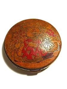 Vintage soviet leather powder box. Leningrad. 1970s USSR - Picture 1 of 12