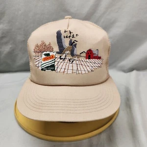 K Products K Brand DeKalb Seed Corn Trucker Hat Snap Back tan Geese Farm - Picture 1 of 6