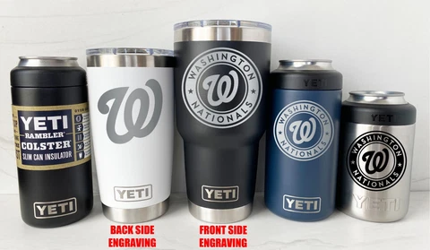 WASHINGTON NATIONALS YETI Laser Engraved Tumblers and Can Colster, 2-Sided Cover