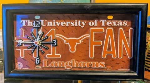 Texas Longhorns NCAA License Plate Clock "University of Texas #1 Fan" Cover
