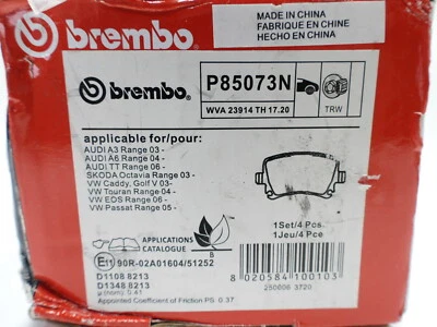 Brembo P85073N Rear Ceramic Disc Brake Pads Audi 8U Q3, C6 A6, Golf V VI VII Jet - Image 1 of 4
