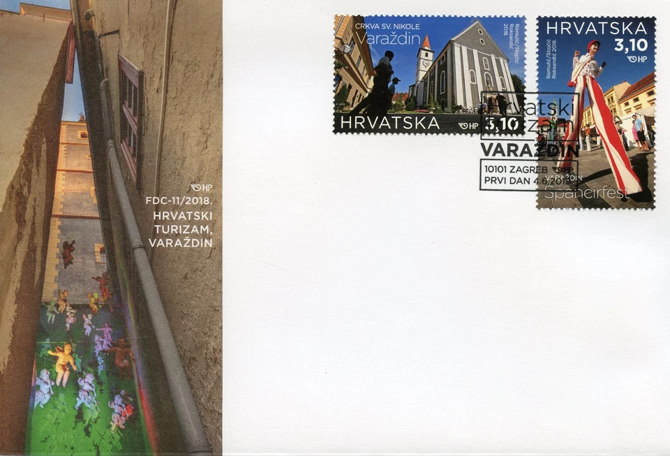 Croatia 2018 FDC Varazdin Tourism 2v Set Cover Churches Architecture Stamps - Image 1 of 1