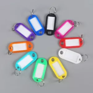 10Pcs Plastic Luggage Key Tags ID Tags Key Rings Key Tag Key Chains Key Colorful - Picture 1 of 1