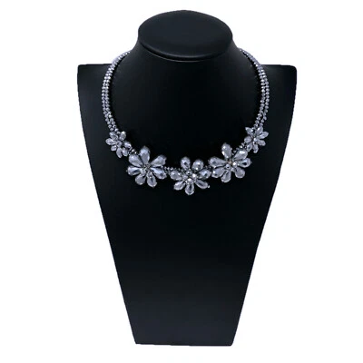 Collana Girocollo Cristalli Donna Brillante Elegante Modello Classico Argento - Immagine 1 di 2
